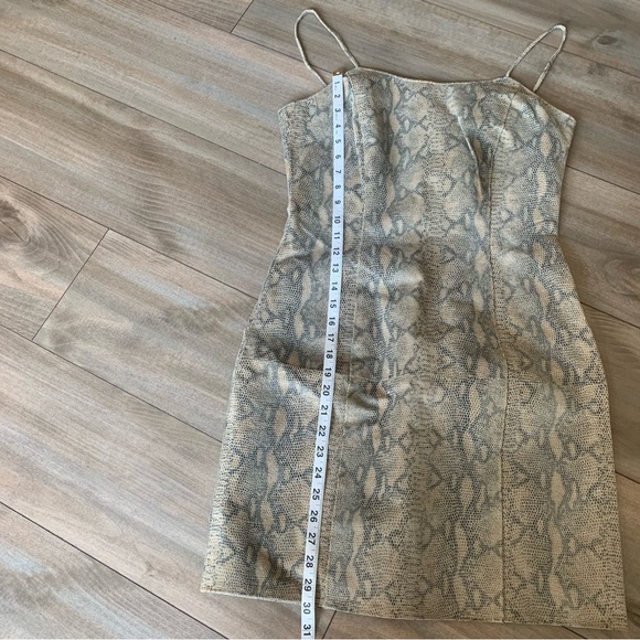 Vtg 90s genuine suede leather snakeskin print mini dress python grey size 8 - Picture 3 of 8